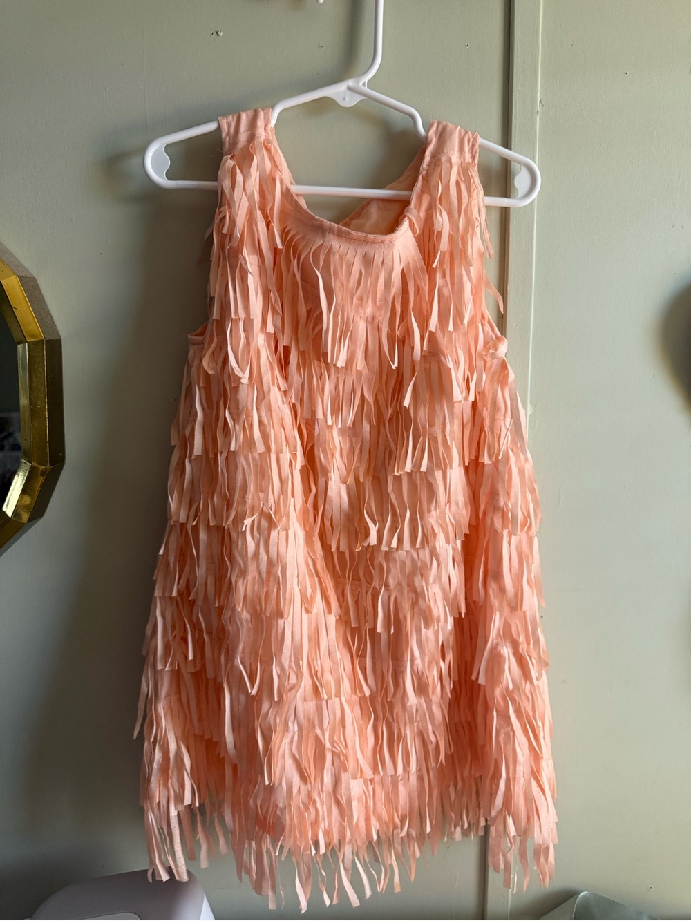 Girls Peach Fringe Layered Dress - Formal Party Wear